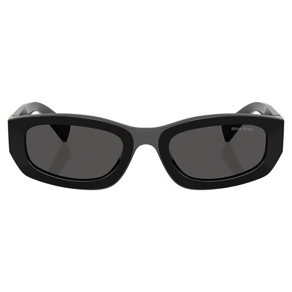 New MIU MIU Sunglasses Black Gold Square Rectangular Miu Miu Women - Picture 2 of 6